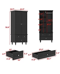 Homsee White 8-Drawer Storage Cabinet with Golden Metal Legs