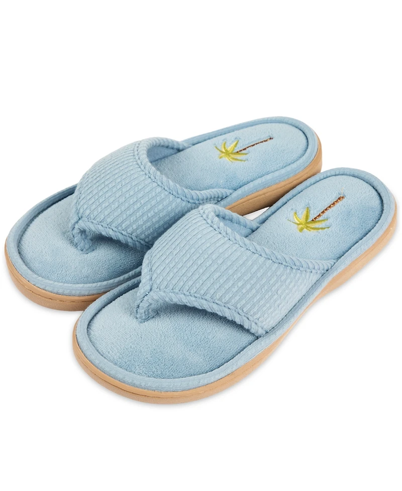 Isotoner Signature Women's Embroidered Seersucker Flip Flop Slippers