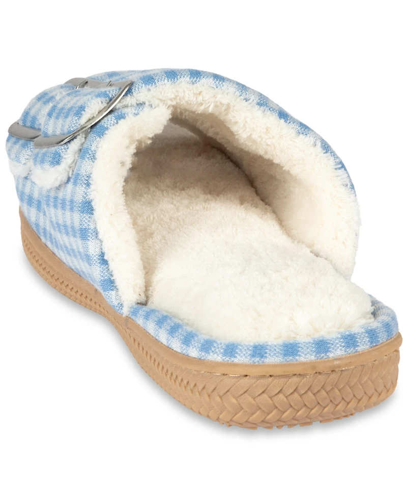 Isotoner Signature Women's Gingham Double Buckle Open Toe Slide Slippers