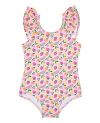 Florence Eiseman Little Girls Fruit Print Swimsuit With Ruffles