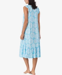 Ellen Tracy Women's Short-Sleeve Soft Bra Midi Jersey Nightgown