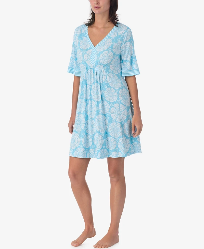 Ellen Tracy Women's Short-Sleeve Tunic Jersey Sleep Dress