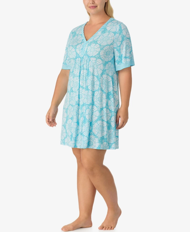 Ellen Tracy Plus Short-Sleeve Tunic Jersey Sleep Dress