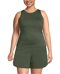 Lands' End Plus Ddd-Cup High Neck Upf 50 Modest Tankini Swimsuit Top