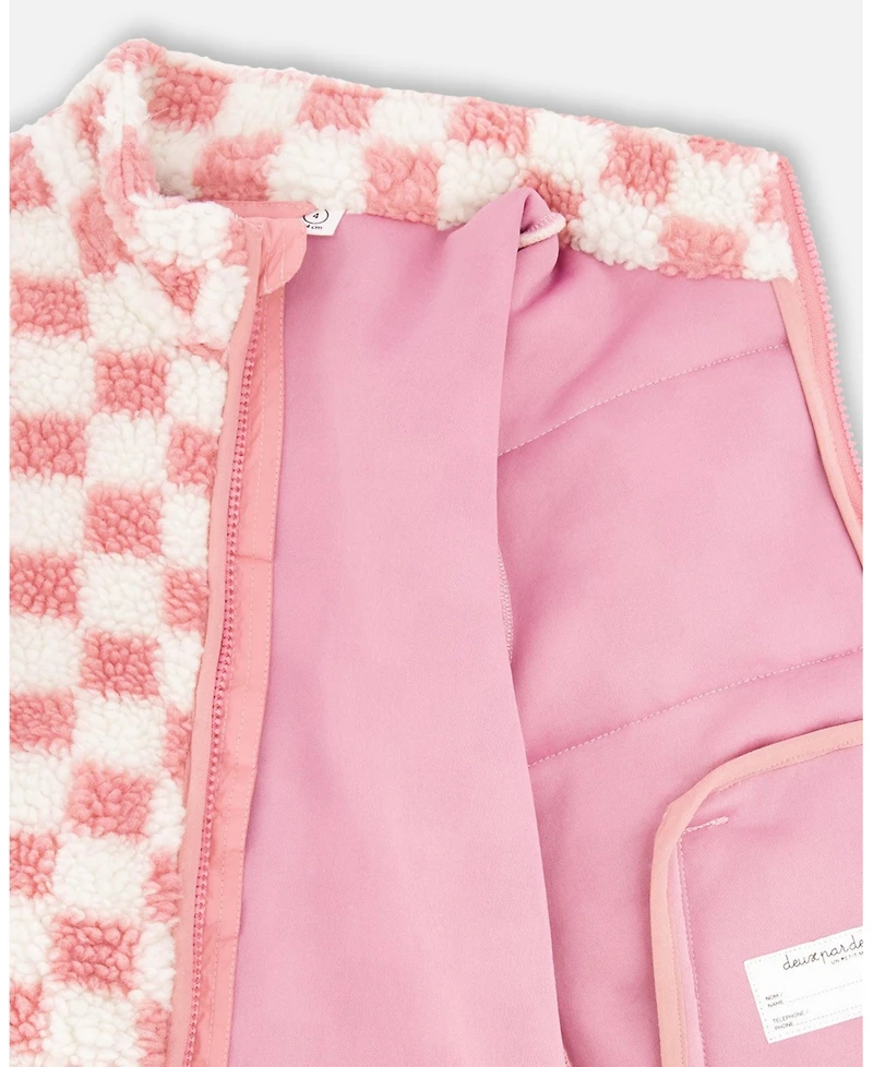 Deux par Girl Sherpa Jacket Pink Checkerboard - Toddler|Child