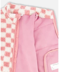 Deux par Girl Sherpa Jacket Pink Checkerboard - Toddler|Child