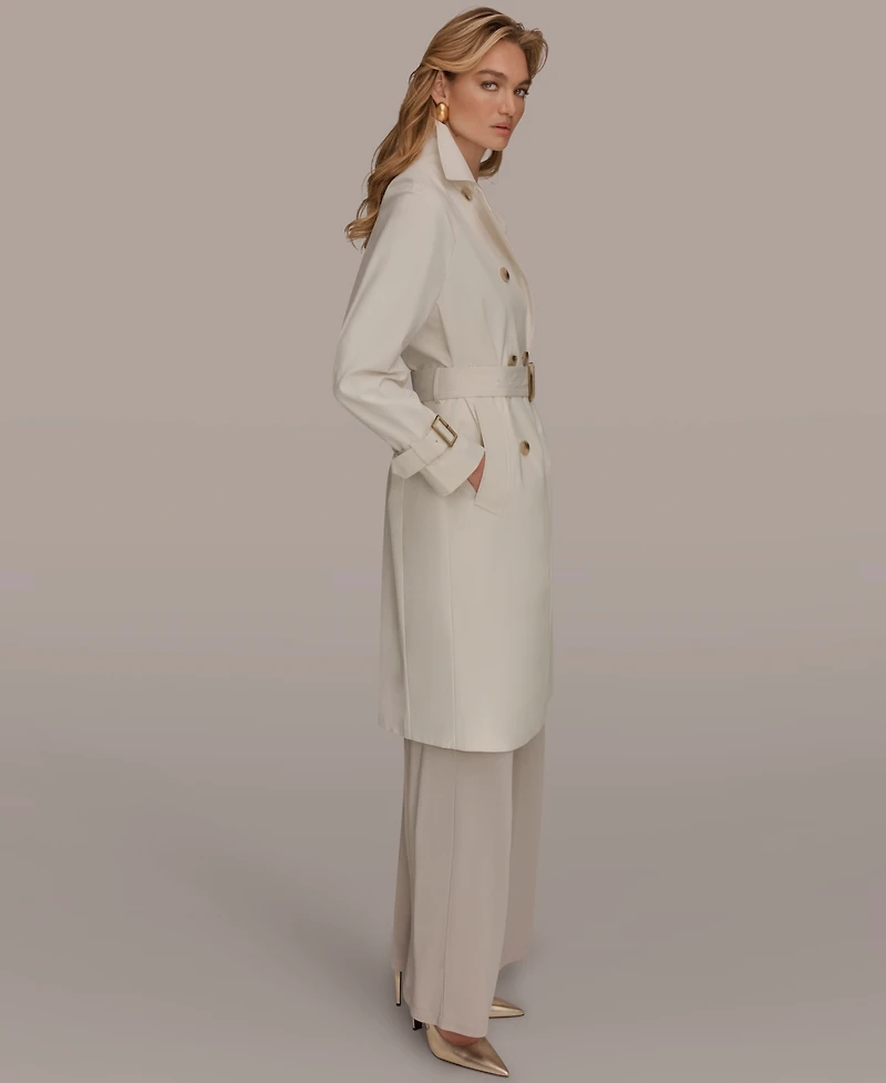 Donna Karan New York Women's Double Breasted Belted Notch Collar Trench Coat
