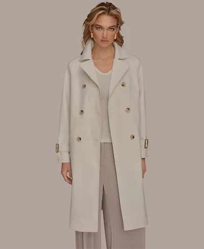 Donna Karan New York Women's Double Breasted Belted Notch Collar Trench Coat