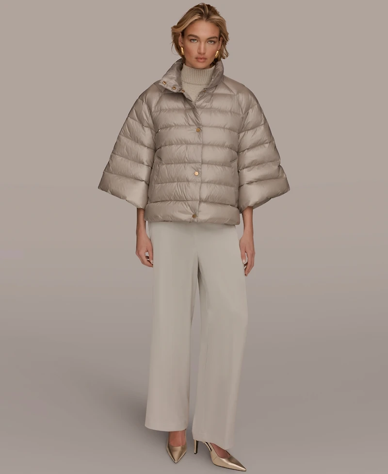 Donna Karan New York Women's Stand-Collar Down Puffer Cape
