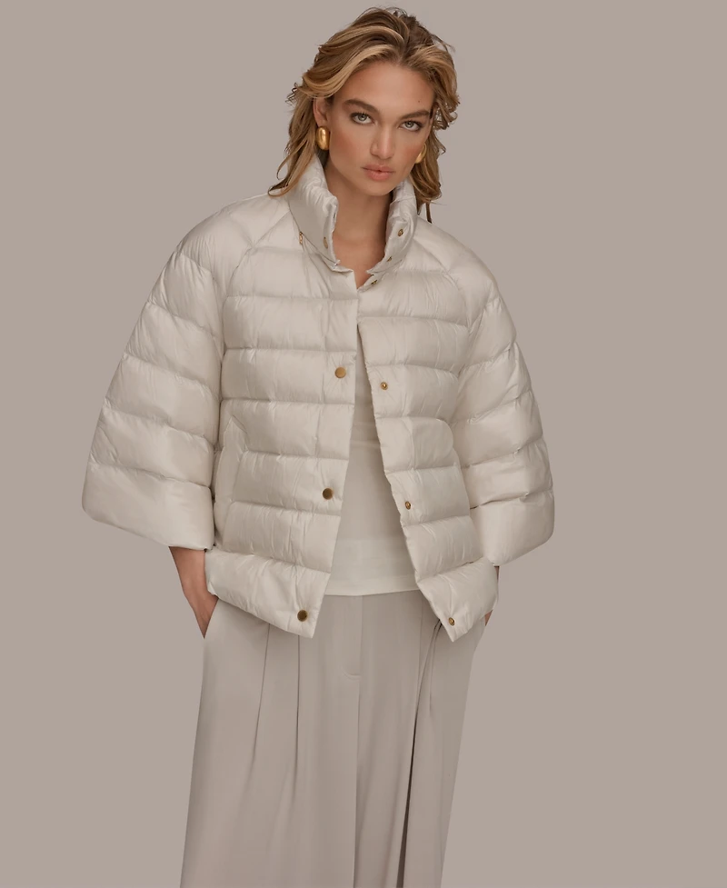 Donna Karan New York Women's Stand-Collar Down Puffer Cape