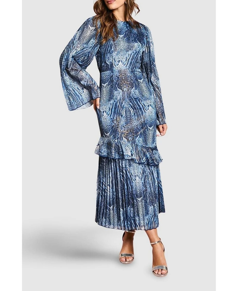 Coast Women's Flare Sleeve Animal Print Midi Dress