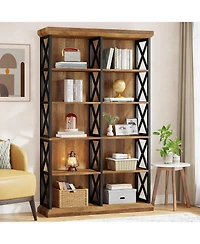 Tribesigns 75 Inch Tall Bookcase, Double Wide Bookshelves and Bookcase, 6-Tier Industrial Book Shelf 6 Shelf Display Storage Shelves