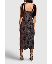 Coast Women's Velvet Lace Tie Shoulder Midi Dress