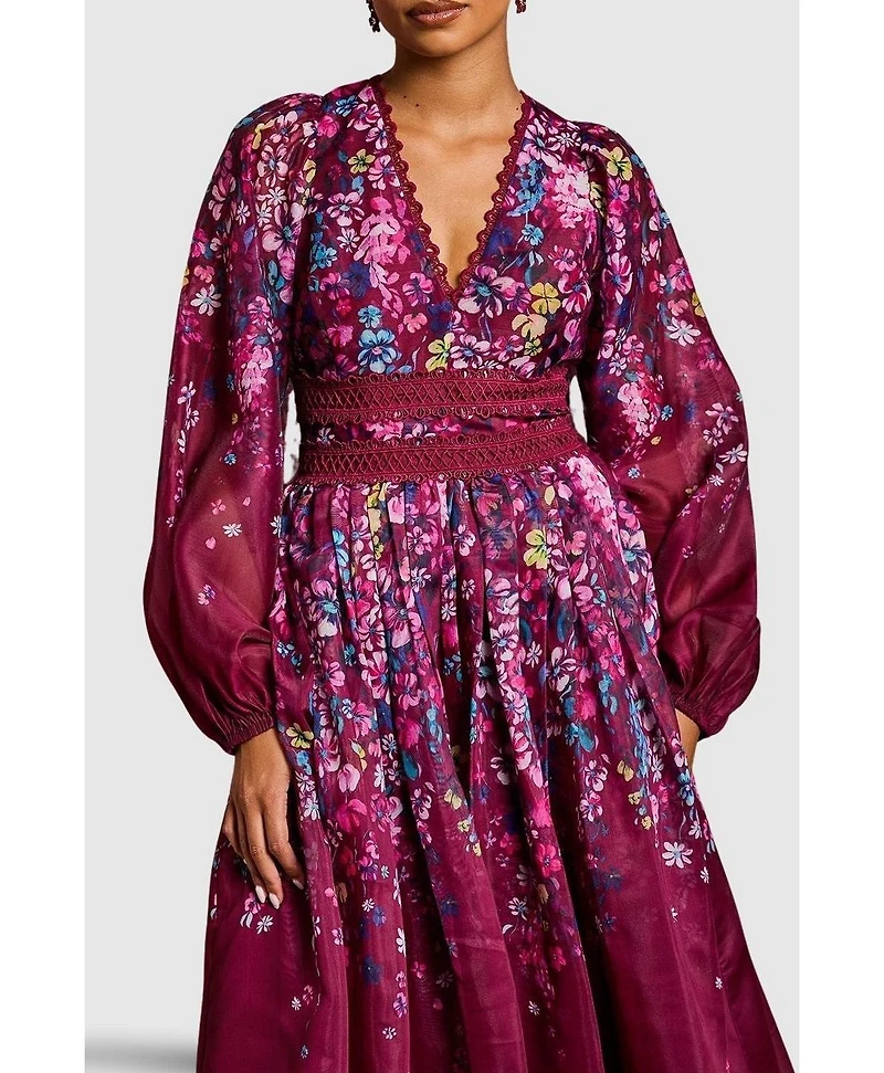 Petite Organza Lace Trim Midaxi Dress