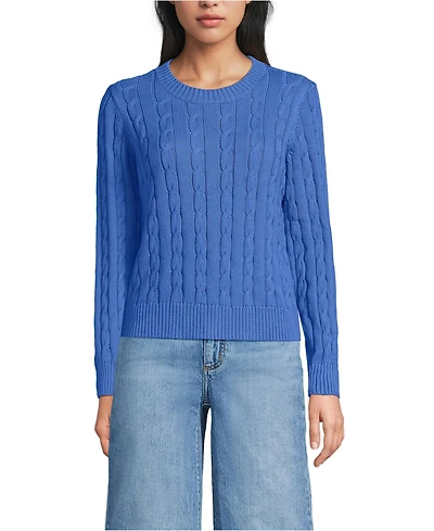 Lands' End Women's Drifter Classic Cable Crew Neck Sweater