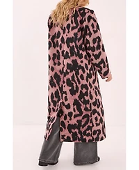 Nasty Gal Women's Leopard Wool Blend Tailored Coat