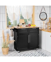 Volenca Kitchen Island Storage Trolley with Drawer and Towel Rack, Rolling Cart