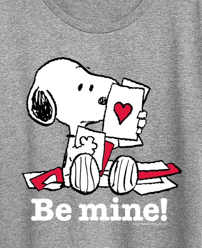 Hybrid Apparel Women's Peanuts Snoopy Be Mine Valentine Short Sleeve Graphic T-Shirt