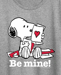 Hybrid Apparel Women's Peanuts Snoopy Be Mine Valentine Short Sleeve Graphic T-Shirt