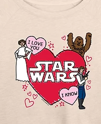 Hybrid Apparel Women's Star Wars Valentines Scribble Leia And Han Solo French Terry Long sleeve T-shirt