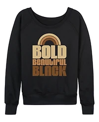 Hybrid Apparel Women's Instant Message Bold Beautiful Black French Terry Long Sleeve T-shirt