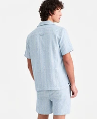 Sun + Stone Men's Aqua Geo Cotton Camp Shirt, Macy's Exclusive