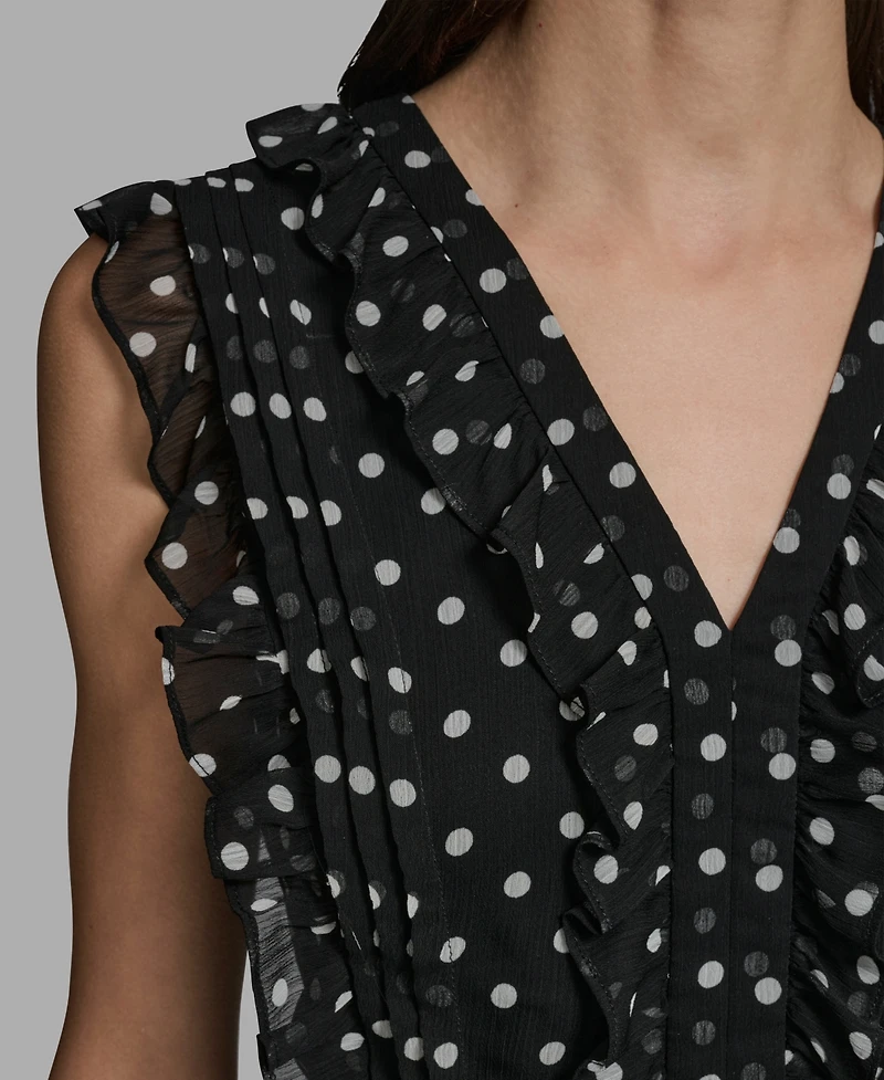 Karl Lagerfeld Paris Women's V-Neck Crinkle Chiffon Midi Dress