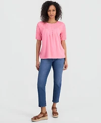 Style & Co Women's Cotton Scoop-Neck Lace Top, Exclusively at Macy's