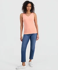 Style & Co Women's Cotton Scalloped V-Neck Sleeveless Top, Exclusively at Macy's