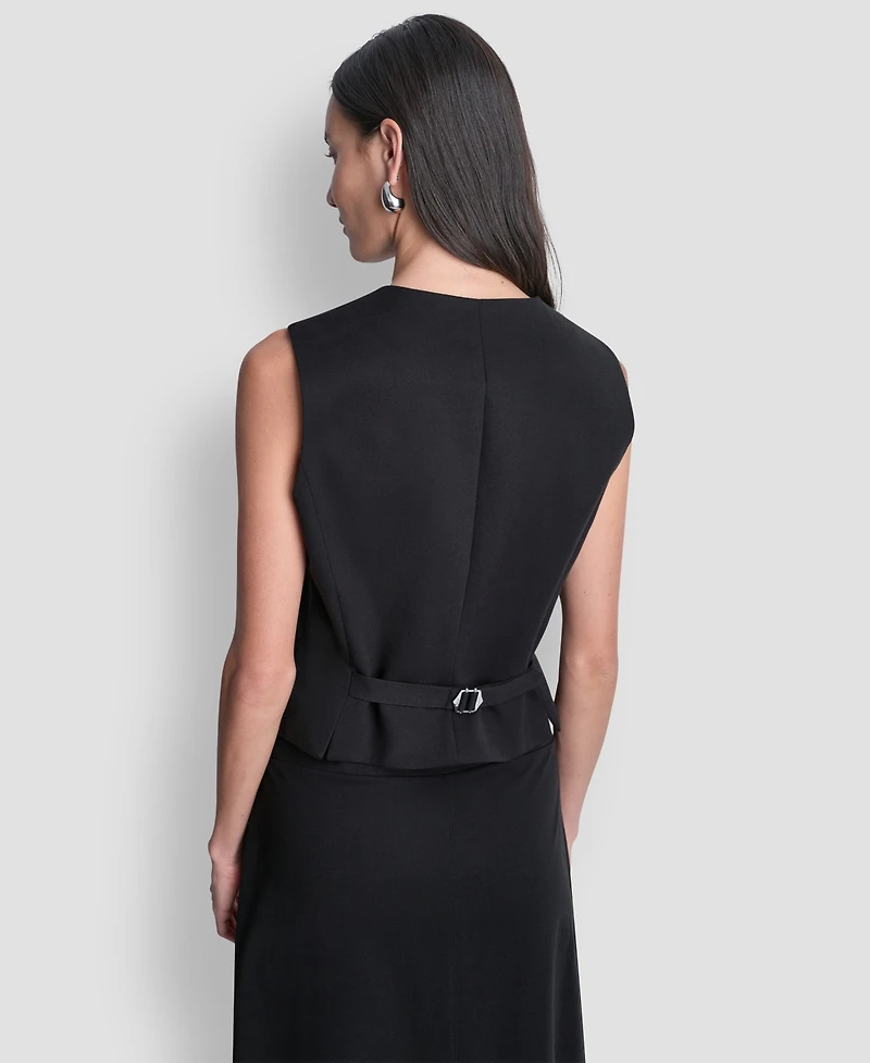 Dkny Women's Sleeveless V-Neck Arid Pique Vest