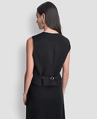 Dkny Women's Sleeveless V-Neck Arid Pique Vest