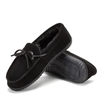 Dearfoams Women's Harriet Genuine Suede Moccasin Slipper