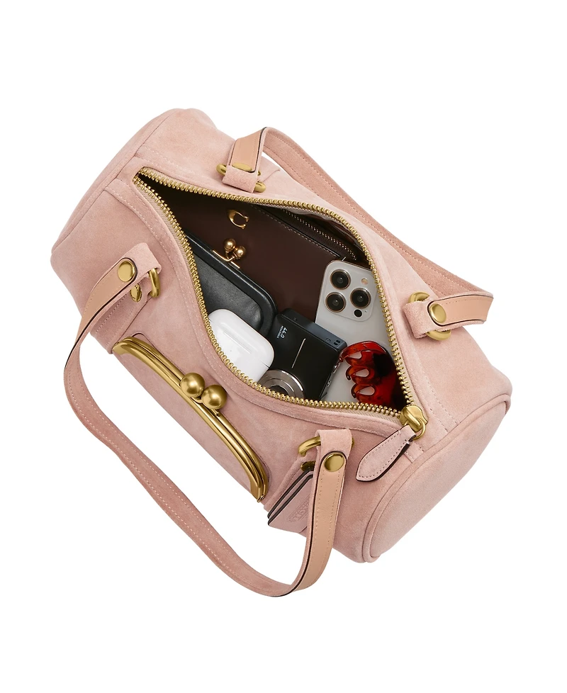 Coach Originals Barrel Medium Suede Kisslock Slim Shoulder Bag