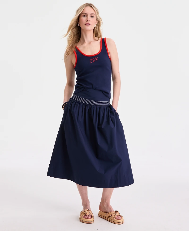 On 34th Women's Cherry Embroidered Double-Scoop Rib Tank, Macy's Exclusive