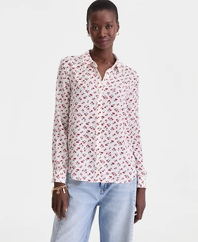 On 34th Women's Button-Front Crepe Shirt, Created for Macy's