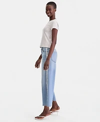 On 34th Women's High-Rise Cropped Faux-Pearl-Trim Jeans, Macy's Exclusive