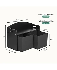 evolur Playthings Storage Bench - Kids' with Top Seat & Hidden