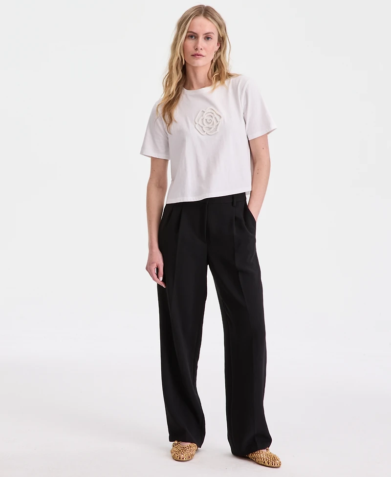 On 34th Women's Floral Beaded Relaxed Cotton T-Shirt, Macy's Exclusive