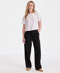 On 34th Women's Floral Beaded Relaxed Cotton T-Shirt, Macy's Exclusive