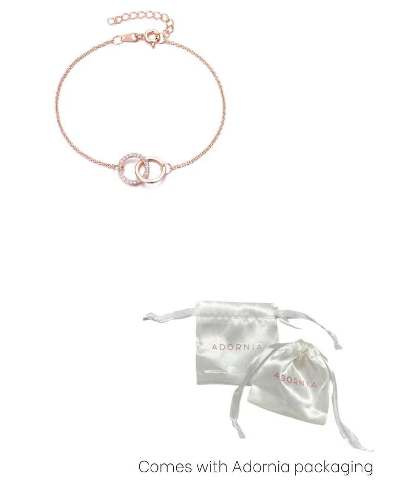 Adornia Rose Gold Adjustable Cz Pave Rings Bracelet