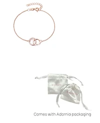 Adornia Rose Gold Adjustable Cz Pave Rings Bracelet