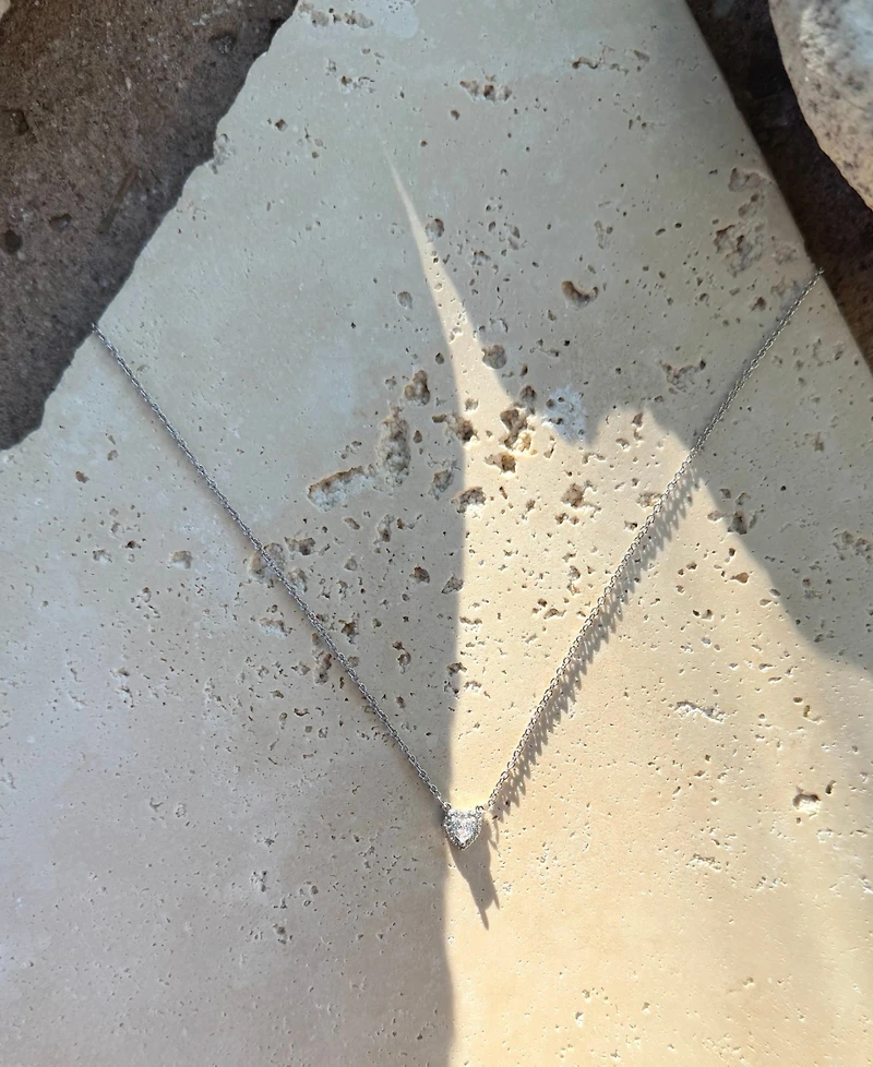 Adornia Silver Cz Halo Heart Necklace