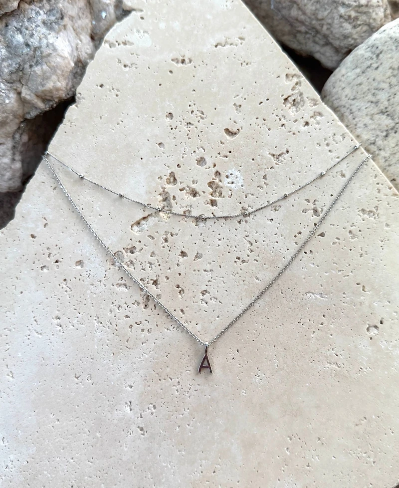 Adornia Silver Layered Initial Necklace