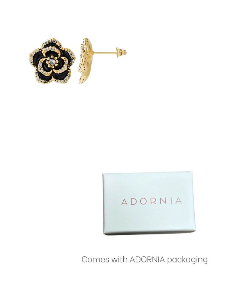 Adornia Gold Black Cz Carnelian Earrings