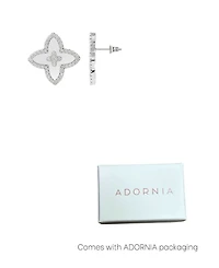 Adornia Silver Cz Mother of Pearl Statement Flower Stud Earrings