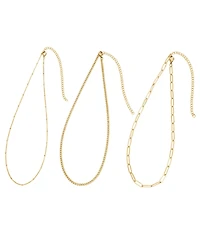 Adornia Tarnish Resistant Gold Set of 3-Chain Necklaces