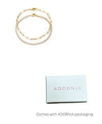 Adornia Gold Tennis and Paperclip Chain Bracelet Set