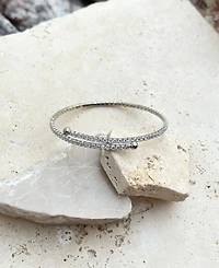 Adornia Silver Adjustable Crystal Tennis Cuff Bracelet