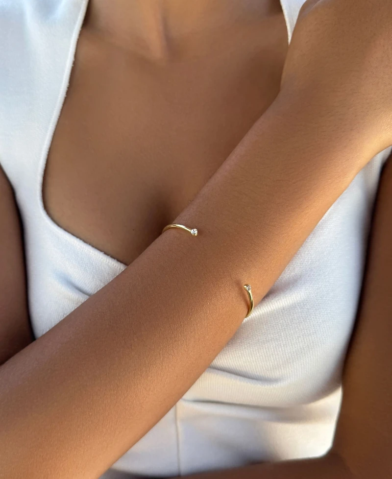 Adornia Gold Crystal Ends Open Cuff Bracelet