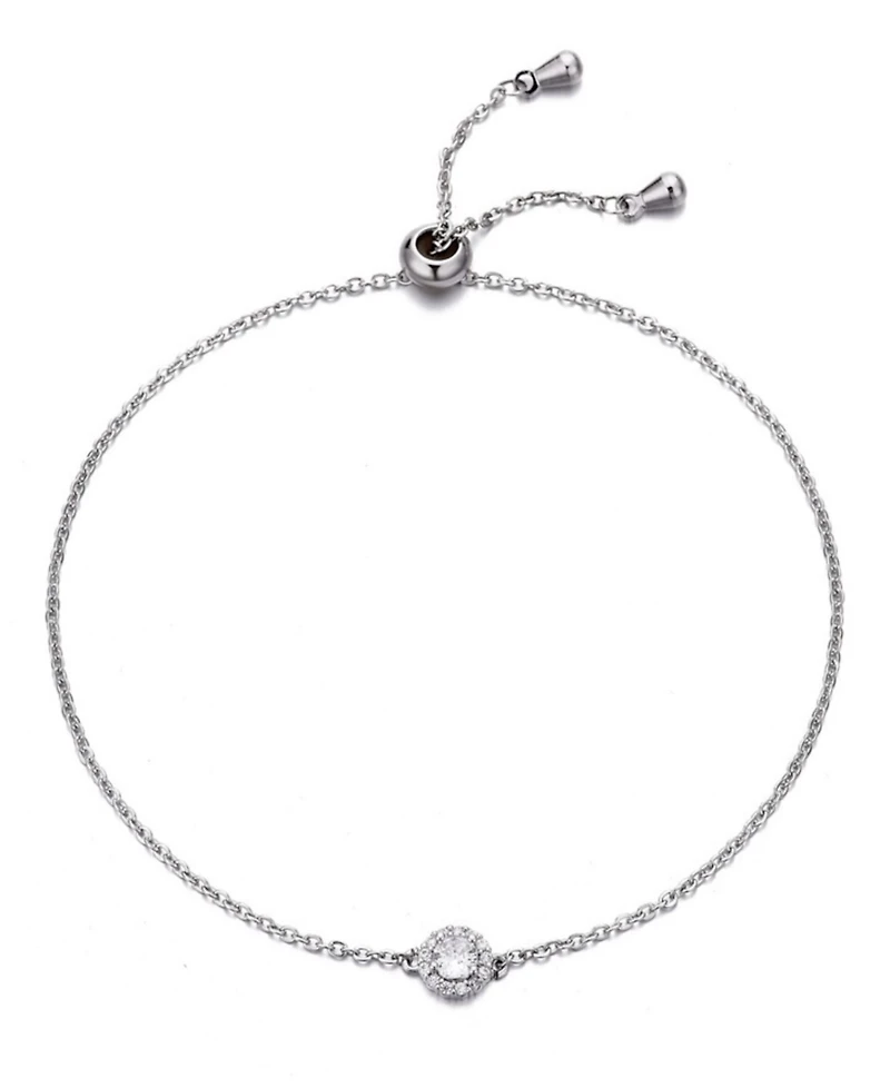 Adornia Silver Cz Halo Bolo Bracelet